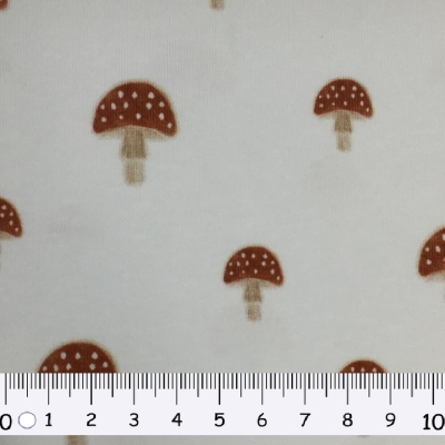 Jersey GOTS | Mushrooms Pilze | Weiß Braun